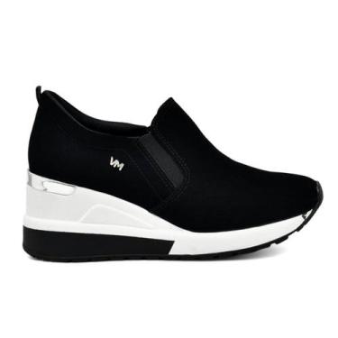 Imagem de Tênis Casual Via Marte 046-002-01 Feminino, 37, Preto branco, Prata