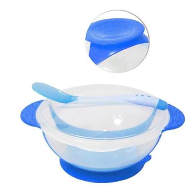 Imagem de Kit Papinha Tigela Ventosa ul Com Tampa E Colher - Bons Cheff