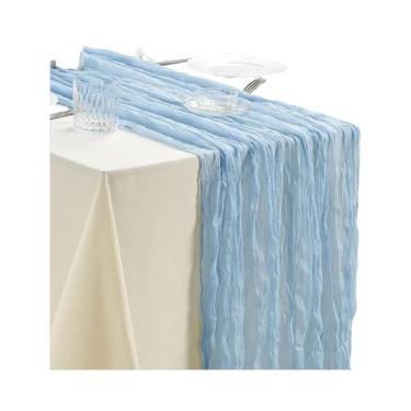 Imagem de Caminho De Mesa Boho Semi-Transparente Em Tecido Gaze Rústico Para Cas