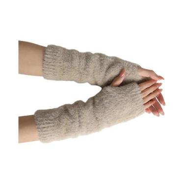 Imagem de Luvas Sem Dedos De Veludo Tipo Vison Para Mulheres, Aquecedores De Pul