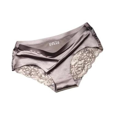 Imagem de Calcinhas Femininas plus Size 4XL Sem Costura Em Seda Com Renda, Linge