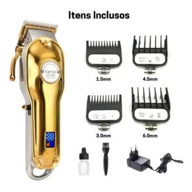 Imagem de Máquina de Cortar Cabelo Barba Kemei 1986 Profissional Sem Fio Display