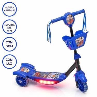 Imagem de Patinete Infantil 3 Rodas Som E Luz Led Dmr5026 Azul - Dm toys