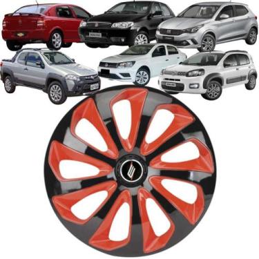 Imagem de 1 Calota Esportiva Modelo Velox Aro 13 Polegadas Preto com Vermelha Un