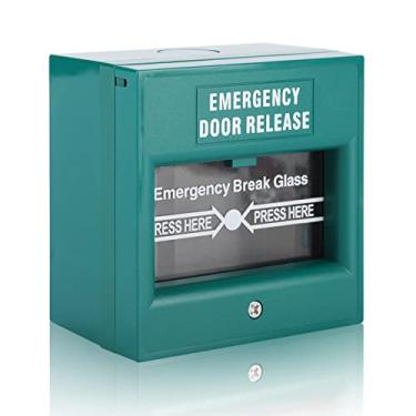 Imagem de Botão de alarme de incêndio para liberação da porta de saída de emergência Interruptor de quebra da porta de segurança interna com 1 botão de emergência 1 kit de instalação