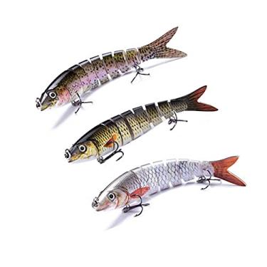 Imagem de Octelec 8 iscas de peixe duras multi-unidas para baixo truta kit de fabricação de isca de peixe de água doce presente de água salgada para homens de pesca (escuro)