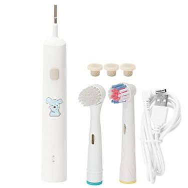 Imagem de 01 Escova de dentes infantil, escova de dentes sônica escova de dentes elétricos infantil escova de dentes elétricos carregamento USB 2 engrenagens para casa para viagens (Azul)