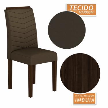 Imagem de Kit 4 Cadeiras Estofadas Lisboa Wood Imbuia/marrom - Moveis Arapongas