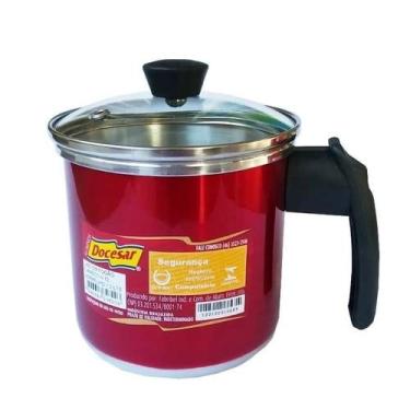 Imagem de Caneca Leiteira Fervedor De Alumínio 12 cm com Tampa de Vidro