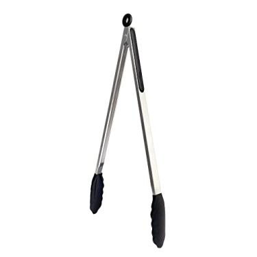 Imagem de UPTALY Pinças de grelha extra longas de 45 cm (1 peça preta), pinças de churrasco de aço inoxidável com alça longa, pegador de comida de tamanho grande, pegador de carne engrossado, pegador de servir estendido