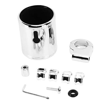 Imagem de Akozon Suporte de guidão cromado, suporte de copo de guidão de motocicleta cromado ajustável universal para alça de ATV 22-32 mm