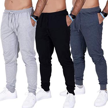 Imagem de Kit 3 Calça Moletom Com Bolso Jogger Masculina Adulto (GG)