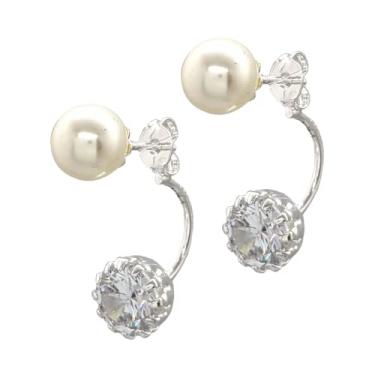 Imagem de Brinco Feminino Folheado a Prata Semijoia Grace Kelly Pérola e Zircônia