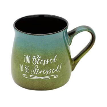 Imagem de Caneca de cerâmica Blessed Coffee Tea | Muito abençoada para ser estressada! | Caneca de designer de 473 ml com sensação inspiradora | Visual elegante de cerâmica