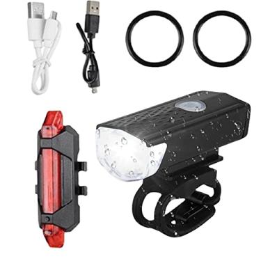 Imagem de Luzes traseiras dianteiras da bicicleta, Luzes de ciclismo dianteiras e traseiras Lanterna noturna com 3 modos de iluminação, Luz de bicicleta traseira de carregamento USB IPX4 para