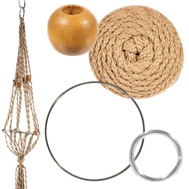 Imagem de Craft County Kits de cabide para plantas de macramê – Cordão de 4 mm – Faz cabide de plantas longo de 106 cm (juta)