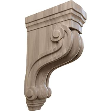Imagem de Ekena Millwork Boston Scroll Corbel tradicional, Unitário, 3 3/8"W x 6 1/2"D x 10 1/2"H, Walnut