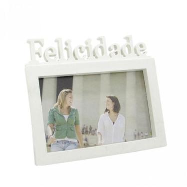 Imagem de Porta Retrato Felicidade Branco Para Foto 10X15cm - Amigold