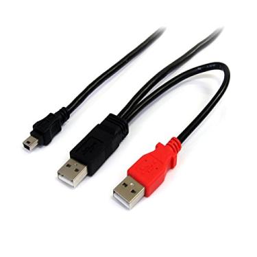 Imagem de StarTech Cabo USB Y de 30 cm para disco rígido externo - USB A para mini B - USB 2.0 - Preto