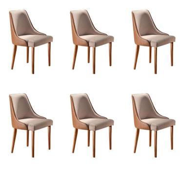 Imagem de Conjunto com 6 Cadeiras de Jantar Esmeralda II Caramelo e Bege