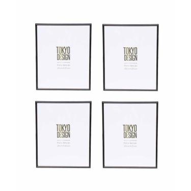 Imagem de Kit 4 Porta Retrato em Metal Vidro Foto 20x25 Moldura Preto