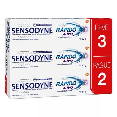Imagem de Pasta De Dentes Sensodyne Rápido Alívio e Proteção Duradoura Em Creme Sem Glúten Pacote X 3 270 G