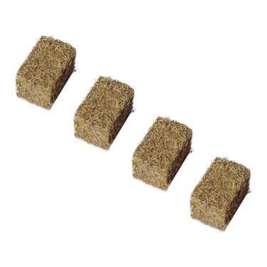 Imagem de Deevoka Mini fardos de feno em miniatura, 4 unidades, palheiro simulado para artesanato faça você mesmo, decoração de fazenda doméstica, Retângulo