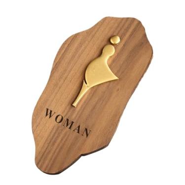 Imagem de Generic Sinal de porta do banheiro wc placa de madeira masculino feminino universal sinal do banheiro sinal para escritórios do hotel parede banheiro, Mulher 20cmx10cm