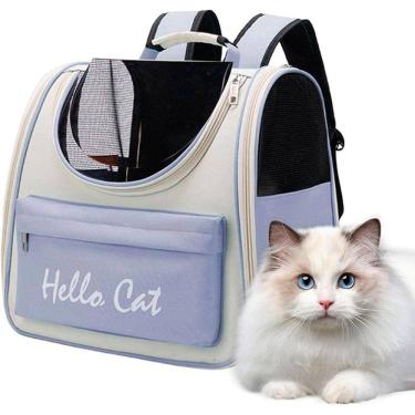 Imagem de Bolsa Mochila Transporte Pet Gato Animais Estimaçao Viagem Passeio Caminhada Visao Panoramica Ventilaçao Bolsos Ar