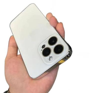 Imagem de Zureto Capa de vidro temperado de acrílico fosco galvanizado para iPhone, nova capa protetora de acrílico fosco ultrafino (branca, para iPhone15ProMax)