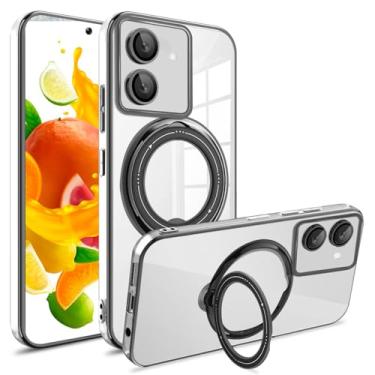 Imagem de Ephoou Capa magnética transparente para Xiaomi Redmi 13C 4G com protetor de lente de câmera, [amortecedor galvanizado não amarelo] com capa de silicone com suporte de anel para Xiaomi Redmi 13C 4G