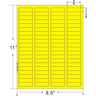 Imagem de Etiquetas amarelas fluorescentes FBA e tamanho compatível com palavras 80UP 1,75" x 0,5" 80 etiquetas por folha. Jato de tinta e laser garantidos.