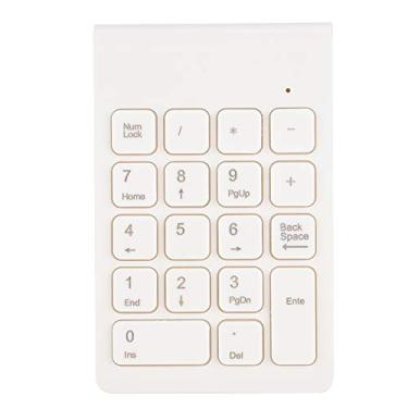 Imagem de Zixyqol Teclado numérico sem fio, mini teclado numérico portátil, 18 teclas, extensão USB de 2,4 G, receptor Blueteeth para desktop, laptops (branco)
