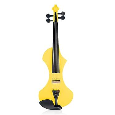 Imagem de Violino elétrico de madeira maciça, violino silencioso, violino de desempenho profissional, violino adulto, 7 opções de cores (amarelo)