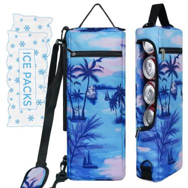 Imagem de Bolsa térmica de golfe mais bolsa térmica com face macia - comporta 6 pacotes de latas ou 2 garrafas de vinho - manga cinza camuflada para cerveja de golfe preta cabe discretamente em sacos de golfe