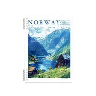 Imagem de Caderno de folhas soltas não irritantes, caderno de bobina de paisagem de estilo europeu destacável - montanha de neve (B5/60 folhas/estilo linha horizontal)