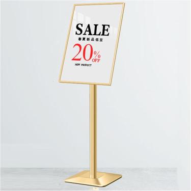 Imagem de Suporte de sinalização Suporte de pôster de chão, suporte de sinalização de exibição interna externa, suporte de pôster de pedestal ajustável, show de negócios de igreja escolar, supermercad