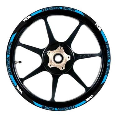 Imagem de Friso Adesivo Refletivo Roda Moto Honda Racing Azul Resitank