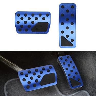 Imagem de sportuli Kit de capas de pedal de liga de alumínio antiderrapantes substituíveis para Jeep Grand Cherokee e Dodge Durango 2011-2021, sem perfuração, freio e acelerador (azul)