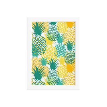 Imagem de Quadro Abacaxi Verde Amarelo Moldura Branca 33x43cm - Quartinhos