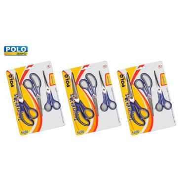 Imagem de Kit 3 Tesouras Aço Inox Cartela Polo XV2121 - 3 Peças - Xingu
