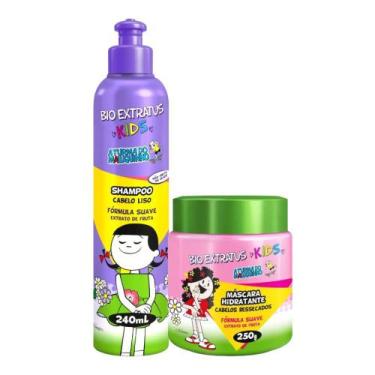 Imagem de Kit Infantil Cabelo Liso Kids 1 Shampoo 240ml 1 Máscara 240g - BIOEXTR