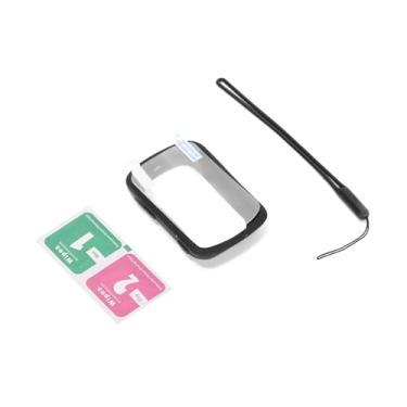 Imagem de Capa protetora de silicone preta para medidor de código de bicicleta GPS com cordão + película protetora + kit de laminação compatível com IGPSPORT BSC200/300