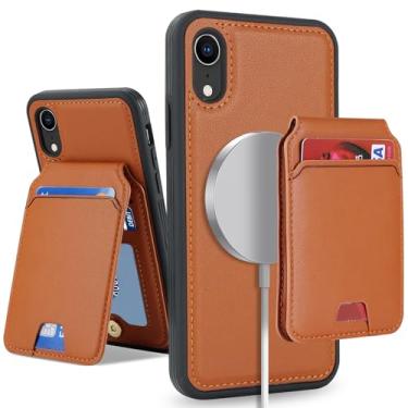 Imagem de SailorTech Capa para iPhone XR com suporte de cartão de crédito mag seguro, capa de couro para iPhone XR para mulheres compatível com mag segura carteira destacável 2 em 1 para homens - marrom