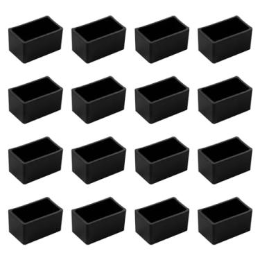 Imagem de Antrader – Protetores para pés e cadeiras de feltro de borracha para móveis em forma de retângulo – Preto, pacote com 12, 4/5" x 1-3/5", Black
