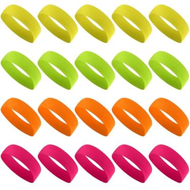 Imagem de Hotop 20 faixas de cabelo esportivas para meninas e mulheres, faixas de cabelo elásticas em massa de tecido macio antiderrapante para corrida, basquete, futebol, pilates (multicoloridas)