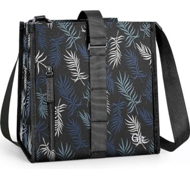 Imagem de GLORIEROO Lancheira feminina 2023 mais nova lancheira para mulheres com isolamento botânico flexi lancheira para adultos lancheira dobrável lancheira bento lancheira ideal para viagem/trabalho/piquenique/presente (prata azul abeto)