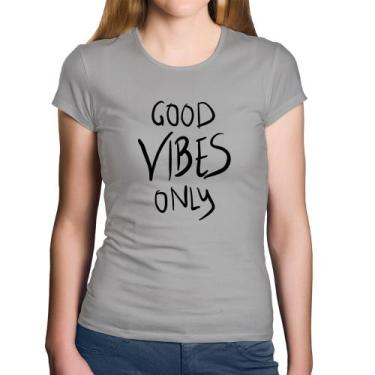 Imagem de Baby Look Algodão Good Vibes Only - Foca na Moda, Cinza, GG
