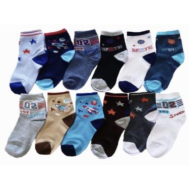 Imagem de Kit 12 Pares De Meias Algodão Infantil Menino - Loppas, 19 ao 22