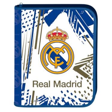 Imagem de DAC - Caderno Argolado Universitário PVC com 48 Folhas Fechamento em Zíper - Real Madrid